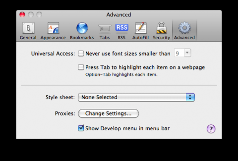 Webkit Web Inspector einschalten