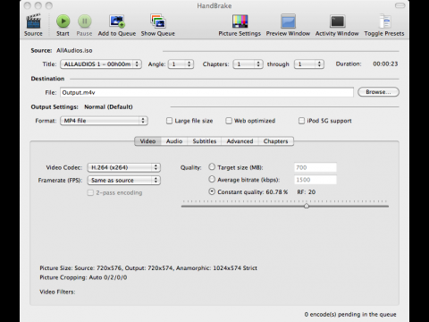 Handbrake 0.9.4 unter Mac OS X
