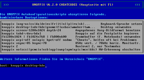 Cheatcodes f&uuml;r spezielle Startoptionen