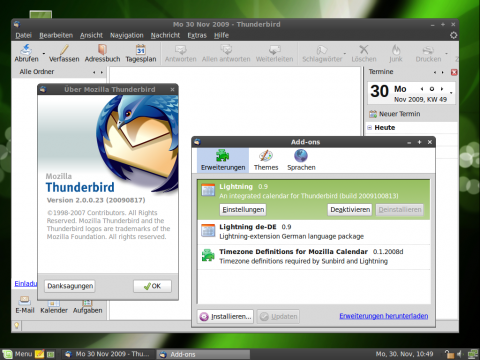 Statt Evolution bringt Mint das Mail-Programm Thunderbird mit