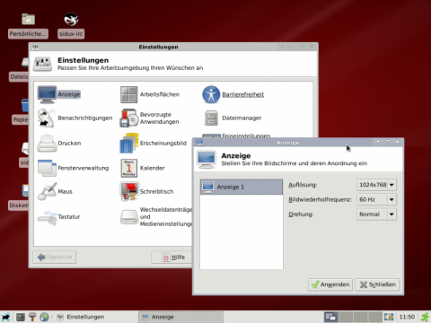 Das Konfigurationsmodul unter Xfce
