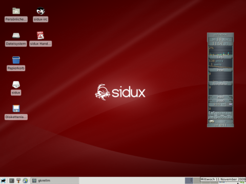 Mit dem Xfce-Desktop ben&ouml;tigt Sidux nur 192 MByte Arbeitsspeicher.