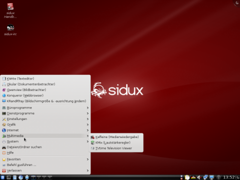 Sidux mit dem KDE-Desktop