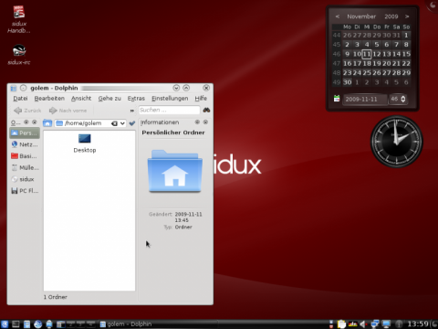 Mit KDE belegt Sidux etwas mehr Arbeitsspeicher, empfohlen wird mindestens 512 MByte RAM.