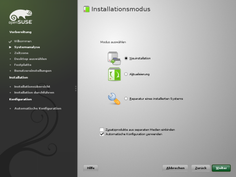 Eine Neuinstallation ist ebenso m&ouml;glich wie...