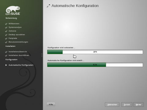 Hardware wird erkannt und eingerichtet.