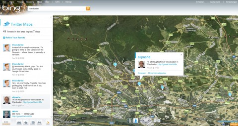 Bing Maps - Twitter-Suche