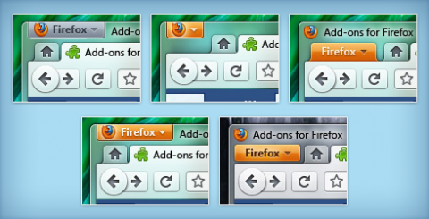 Entwurf f&uuml;r Firefox 4.0 unter Windows 7 - Variationen des App-Button