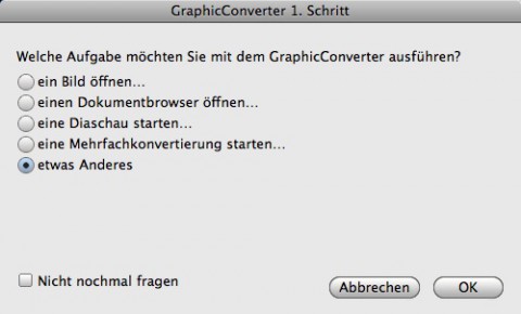 Graphicconverter 6.6 - Startdialog