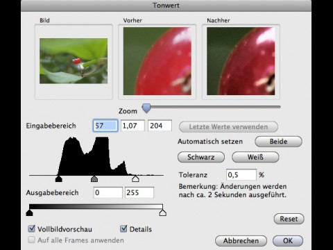 Graphicconverter 6.6 - Tonwert-Korrekturfunktion