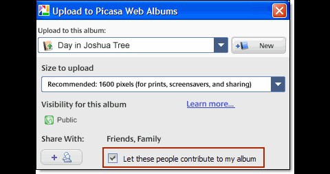 Picasa 3.6 - Uploadfreigabe f&uuml;r das eigene Onlinealbum