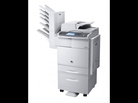Samsung Multixpress C8385ND mit Papierkassetten und mehreren Ausgabesch&auml;chten