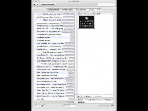 Textexpander - Abk&uuml;rzungsverzeichnis