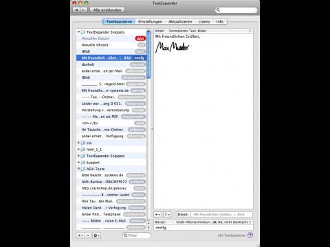 Textexpander - Textbausteine