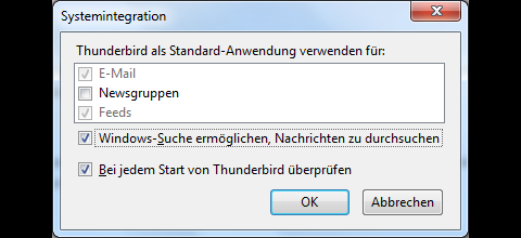 Die Windows-Suche kann optional auch auf die E-Mails in Thunderbird 3 zugreifen.