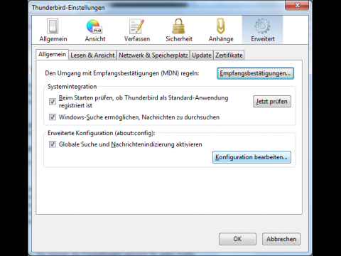 Nachtr&auml;gliche Einstellung der Suchintegration