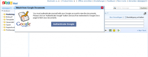 Einmalige Autorisierung f&uuml;r den Zugriff auf Google Docs