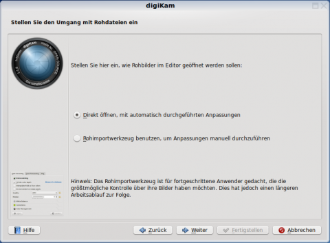 Raw-Bilder k&ouml;nnen entweder automatisch mit Anpassungen ge&ouml;ffnet werden oder benutzerdefiniert 