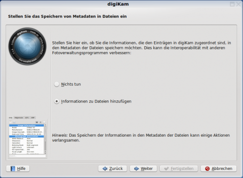 Digikam bittet um Erlaubnis Metatags zu bearbeiten