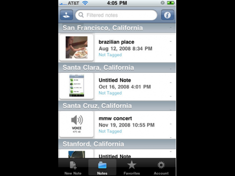 Evernote iPhone App  Notizen