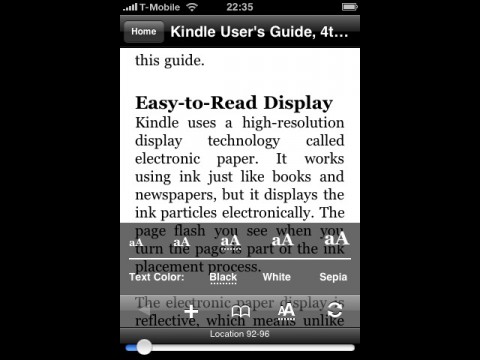 Kindle for iPhone 1.3 - Standard-Schriftgr&ouml;&szlig;e