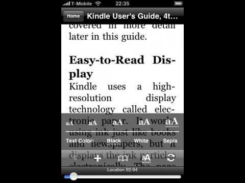 Kindle for iPhone 1.3 - gr&ouml;&szlig;te Schriftgr&ouml;&szlig;e