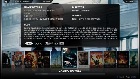 XBMC 9.11 Camelot - mit der neuen Standard-Skin Confluence