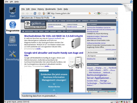 Webbrowserfenster sind jetzt in die Oberfl&auml;che eingebettet.