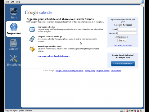 Xpud bietet einen direkten Zugang zu Google Mail.