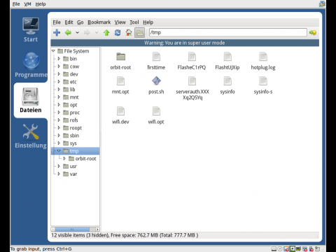 Der Dateimanager PC Man File Manager bietet Zugang zu dem Dateisystem.