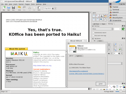 KOffice unter Haiku