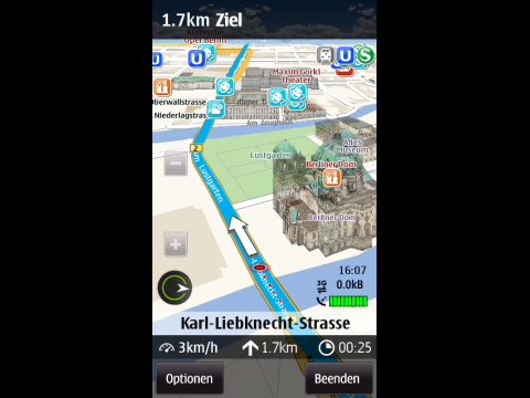 Ovi Maps mit Sehensw&uuml;rdigkeiten