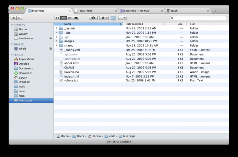 Totalfinder - Fenster mit Tabs