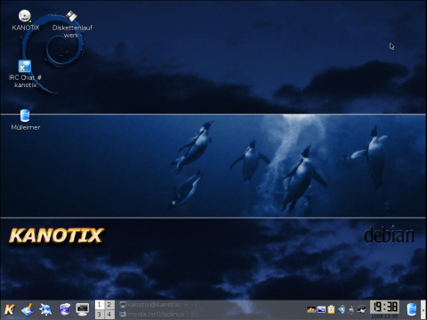 Als Desktop der Live-CD setzt Kanotix den KDE-Desktop in der Version 3.6.10 ein.