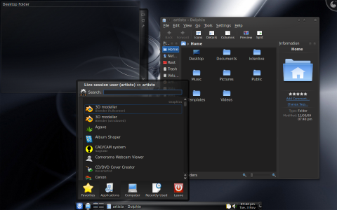 Der KDE-Desktop steht ebenfalls zur Verf&uuml;gung und mit Blender lassen sich 3D-Animationen erstellen.