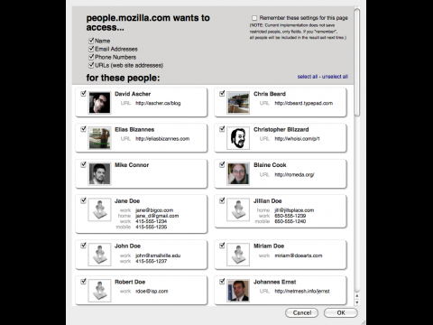 Webapplikation greift auf Kontaktdaten zu