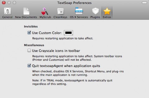 Textsoap Optionen
