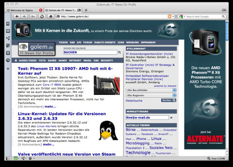 Die Integration ist besser als bei alten Opera-Versionen.