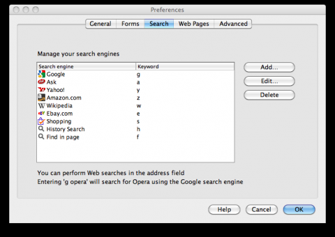 Optionen von Opera 10.52