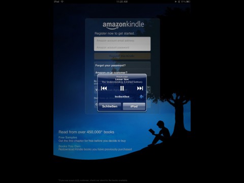 Amazons Kindle-Anwendung und die iTunes-Steuerung per Doppelklick auf dem Home-Button