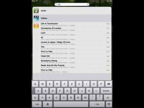Spotlightsuche im iPad