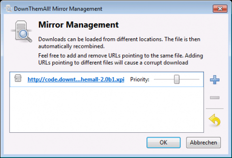 DownThemAll-2.0-Beta - Mirror-Verwaltung