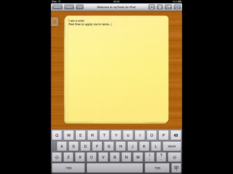 myTexts f&uuml;rs iPad - Notizerstellung