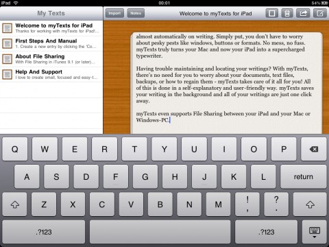 myTexts f&uuml;rs iPad