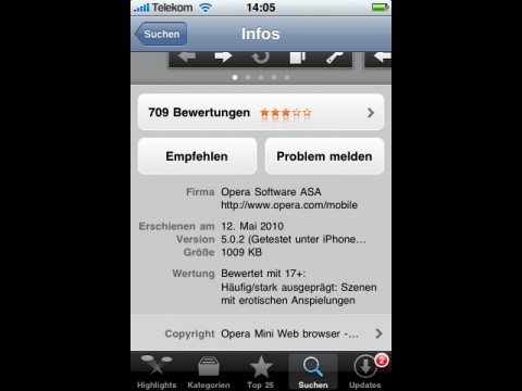 Opera Mini 5 im App Store