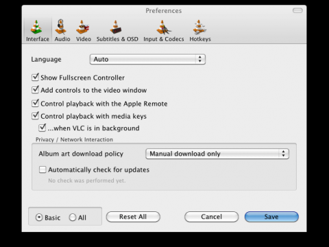 VLC 1.1.0-rc unter Mac OS X 10.6