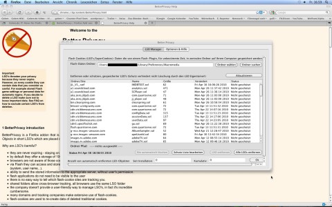 Das Addon erm&ouml;glicht dem Nutzer den Zugriff auf Flash-Cookies...