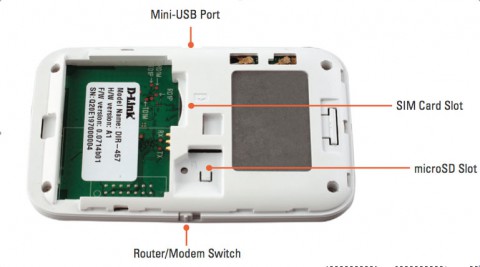 D-Link Mypocket Router DIR-457 - Unterseite ge&ouml;ffnet