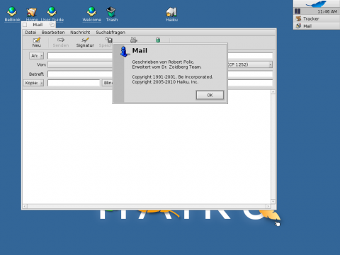 Das Mailprogramm stammt teilweise noch von BeOS.