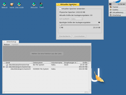 Wie Windows verwendet BeOS auch virtuellen Speicher in Form einer Datei.